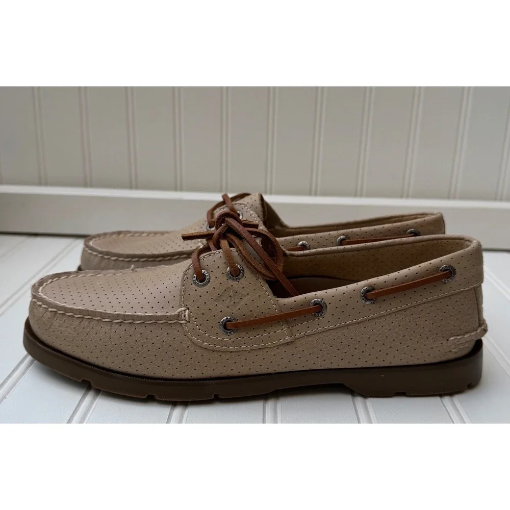 Sperry Leeward 2-Eye Perf, Off-White, Mens Boat Shoes 9M, NIB